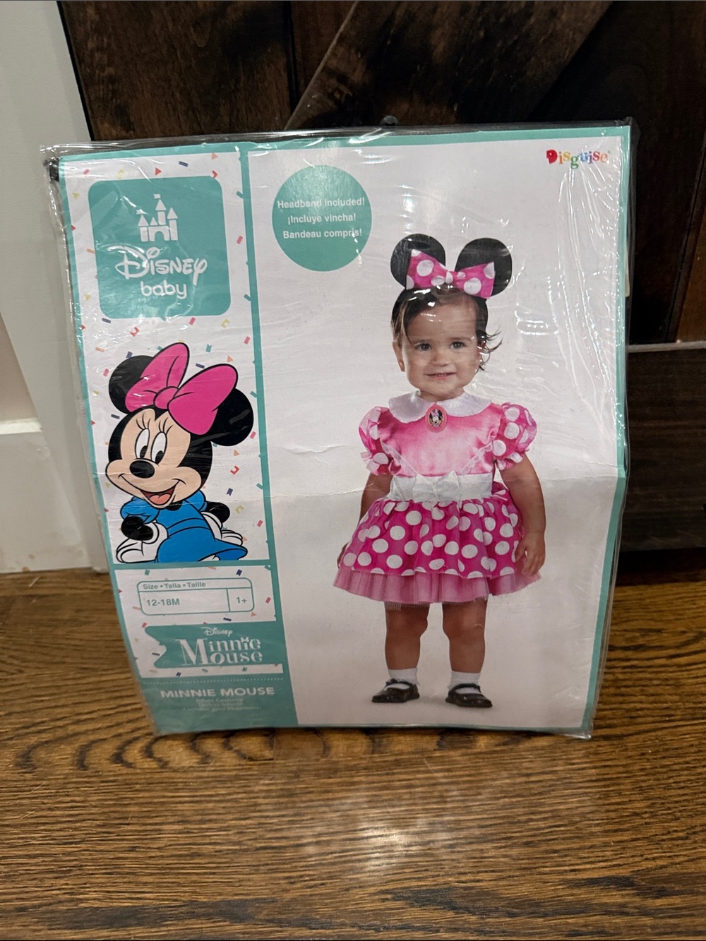 Disney Baby Minnie Mouse Pink & White Polka Dot Dress with Bow Headband